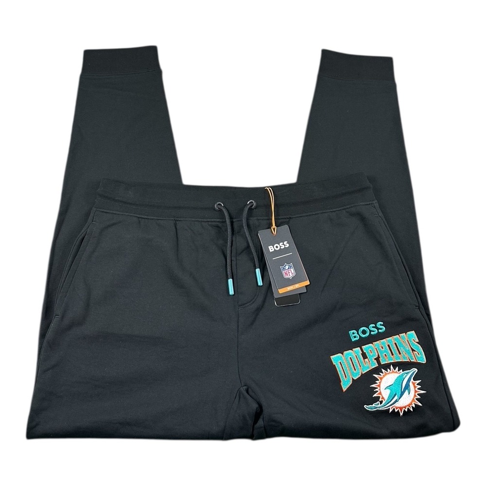 Hugo Boss X Miami Dolphins NFL Black Embroidered Jogger Pant Size XL NWT